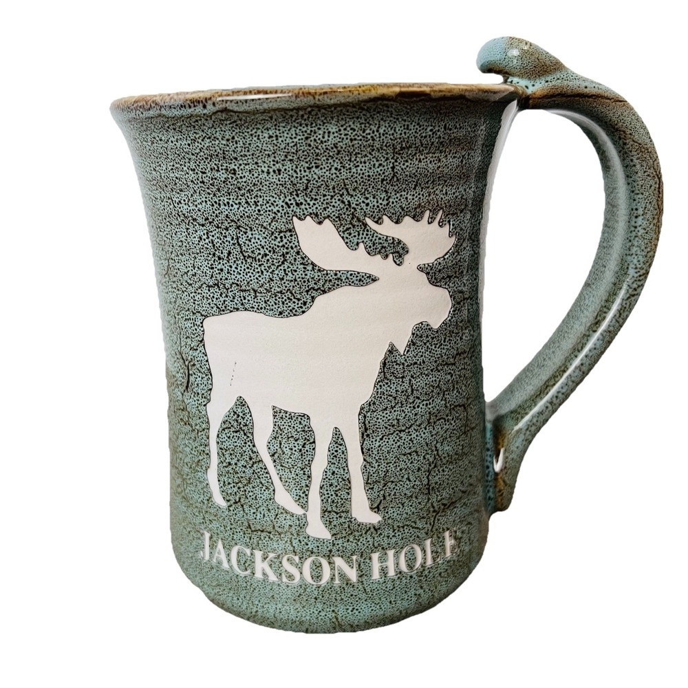 JACKSON HOLE WYOMING MOOSE SOUVENIR COFFEE MUG LARGE & HEAVY EUC